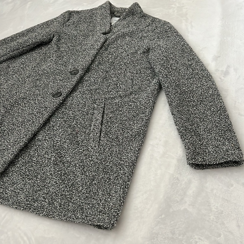 Old Navy Gray & White Relaxed Textured Button-Front Coat Size Small - Picture 5 of 12